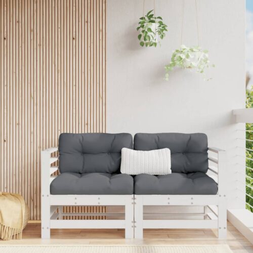 Corner Sofas with Cushions 2pcs White Solid Wood Pine - Image 2