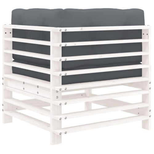 Corner Sofas with Cushions 2pcs White Solid Wood Pine - Image 7