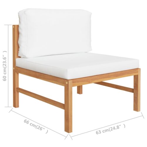 2-Piece Garden Lounge Set with Cream Cushions Teak Wood - Image 7