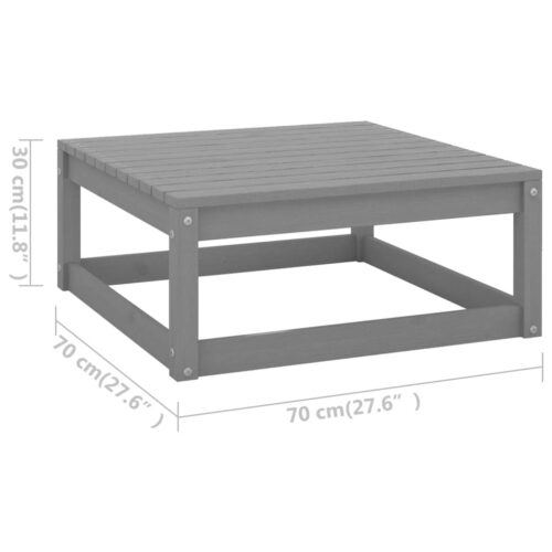 Grey Pine Wood Outdoor Footstool Garden Patio Bench Ottoman Stool Chair Seat - Image 7