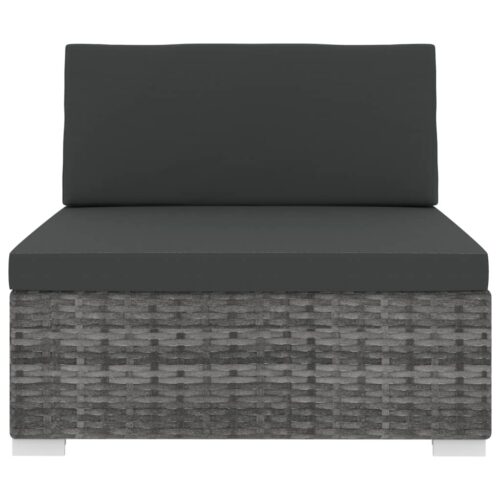 Sectional Middle Seat 1 pc with Cushions Poly Rattan Grey - Image 3