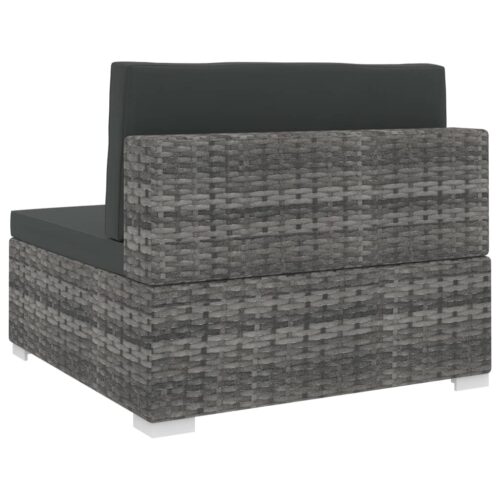 Sectional Middle Seat 1 pc with Cushions Poly Rattan Grey - Image 4