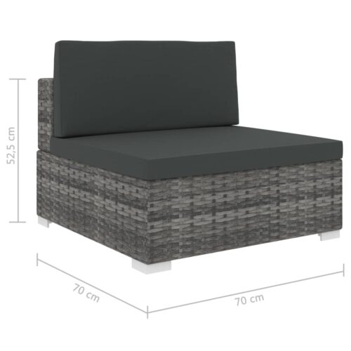 Sectional Middle Seat 1 pc with Cushions Poly Rattan Grey - Image 5