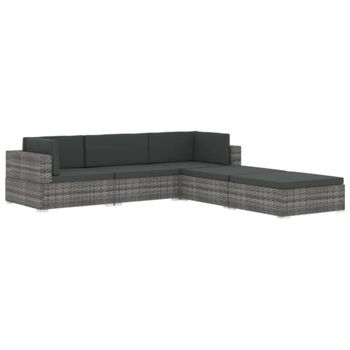 Sectional Middle Seat 1 pc with Cushions Poly Rattan Grey - Image 10