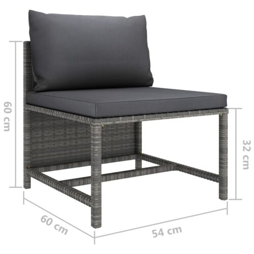 3-Seater Garden Sofa with Cushions Grey Poly Rattan - Image 7
