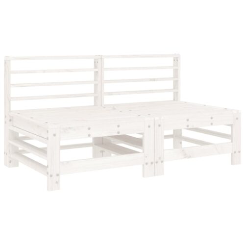 Middle Sofas with Cushions 2pcs White Solid Wood Pine - Image 3