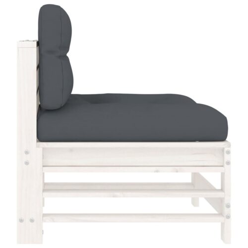 Middle Sofas with Cushions 2pcs White Solid Wood Pine - Image 6