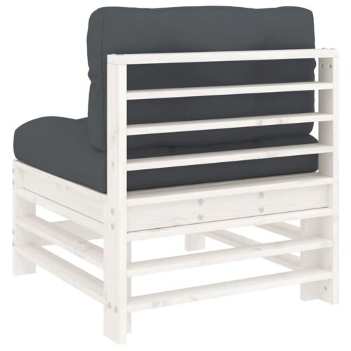 Middle Sofas with Cushions 2pcs White Solid Wood Pine - Image 7