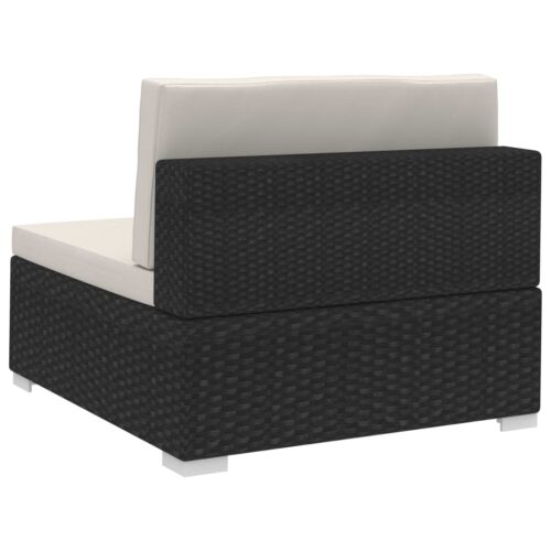 Sectional Corner Chairs 2pcs with Cushions Poly Rattan Black - Image 5