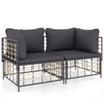 Sectional Corner Sofas with Cushions 2pcs Poly Rattan