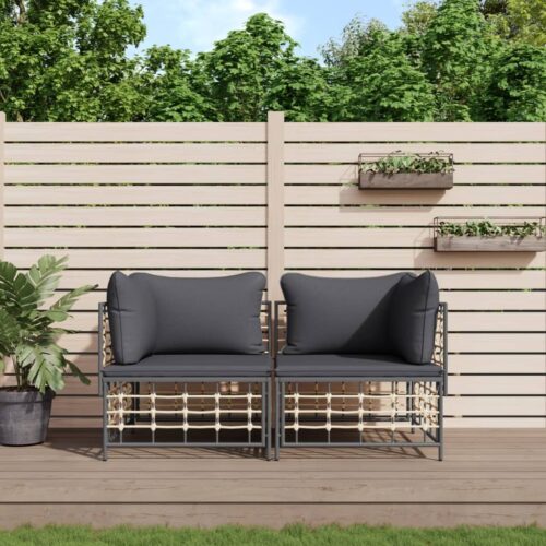 Sectional Corner Sofas with Cushions 2pcs Poly Rattan - Image 2