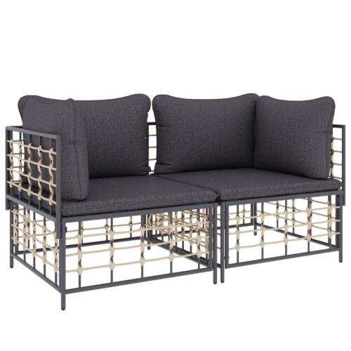 Sectional Corner Sofas with Cushions 2pcs Poly Rattan - Image 3