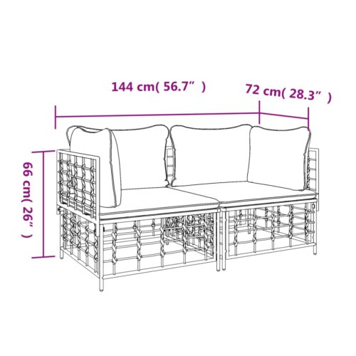 Sectional Corner Sofas with Cushions 2pcs Poly Rattan - Image 7