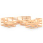 10-Piece Garden Lounge Set Pine Wood Outdoor Patio Furniture Setting