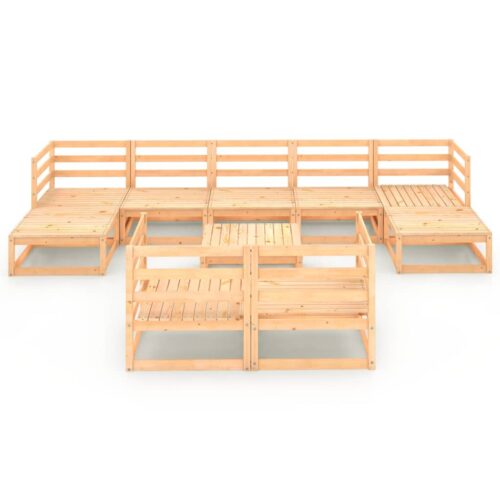 10-Piece Garden Lounge Set Pine Wood Outdoor Patio Furniture Setting - Image 3