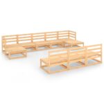 10-Piece Garden Lounge Set Pine Wood Outdoor Patio Furniture Setting