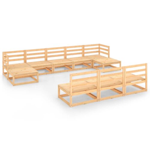 10-Piece Garden Lounge Set Pine Wood Outdoor Patio Furniture Setting