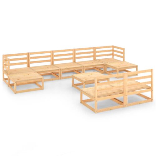 10-Piece Garden Lounge Set Pine Wood Outdoor Patio Furniture Setting