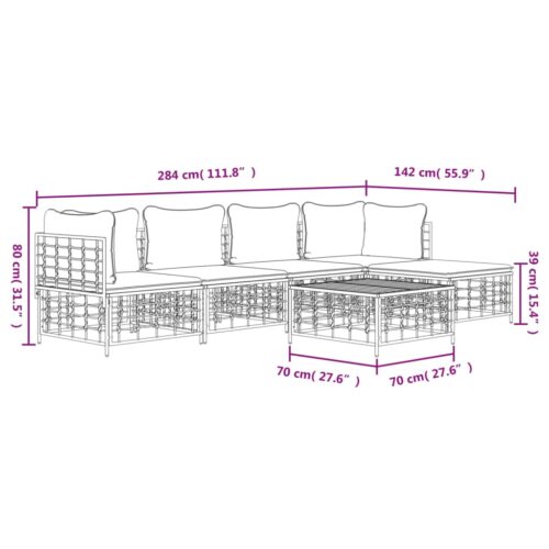 6-Piece Garden Lounge Set with Cushions Anthracite Poly Rattan - Image 10