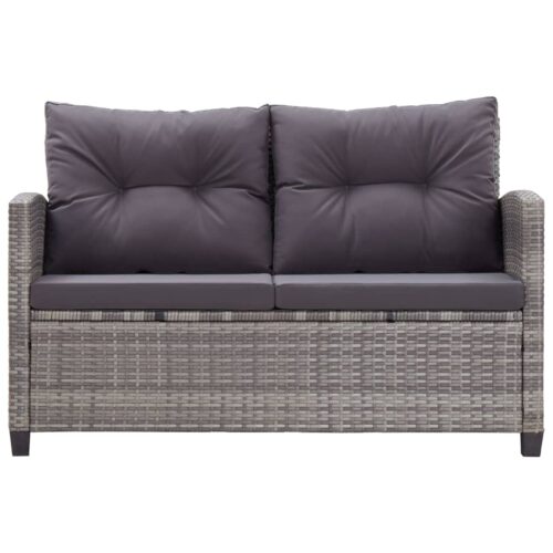 6-Piece Garden Sofa Set with Cushions Poly Rattan Dark Grey - Image 3