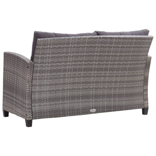 6-Piece Garden Sofa Set with Cushions Poly Rattan Dark Grey - Image 4