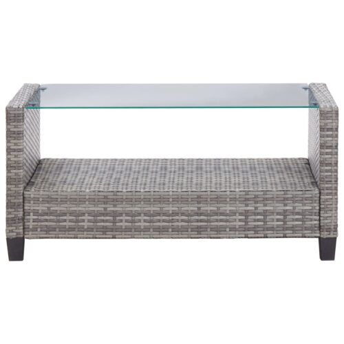 6-Piece Garden Sofa Set with Cushions Poly Rattan Dark Grey - Image 10