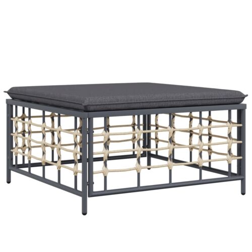 7-Piece Garden Lounge Set with Cushions Anthracite Poly Rattan - Image 6