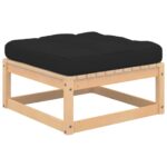 2pcs Outdoor Footstool Garden Patio Bench Ottoman Chair Seat Pine Wood Dark Grey