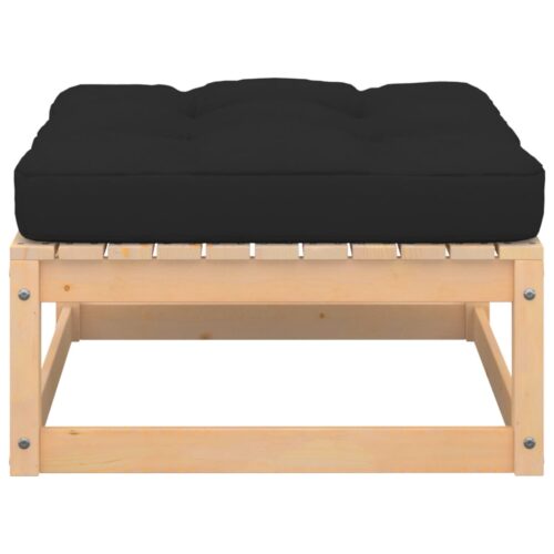 2pcs Outdoor Footstool Garden Patio Bench Ottoman Chair Seat Pine Wood Dark Grey - Image 3