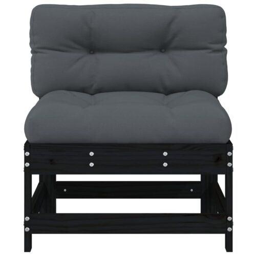 Middle Sofas with Cushions 2pcs Black Solid Wood Pine - Image 5
