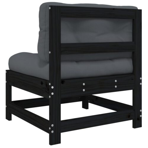 Middle Sofas with Cushions 2pcs Black Solid Wood Pine - Image 7