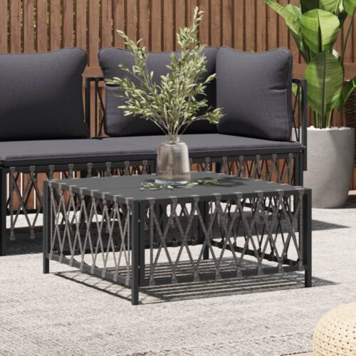 Outdoor Garden Table Patio Lounge Sofa Coffee Stand Woven Steel Anthracite 70x70x34cm - Image 2