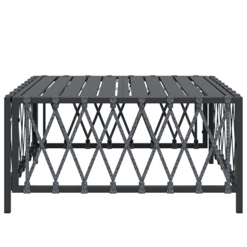 Outdoor Garden Table Patio Lounge Sofa Coffee Stand Woven Steel Anthracite 70x70x34cm - Image 4
