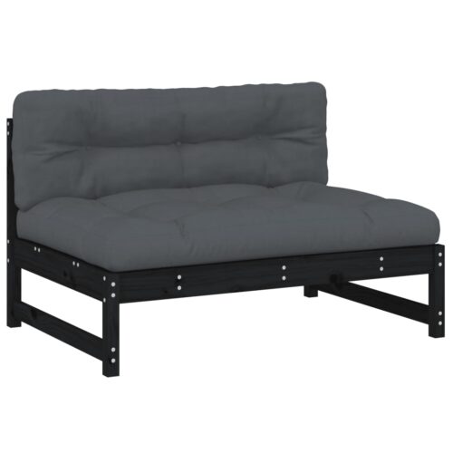 Middle Sofa Black 120x80cm Solid Wood Pine