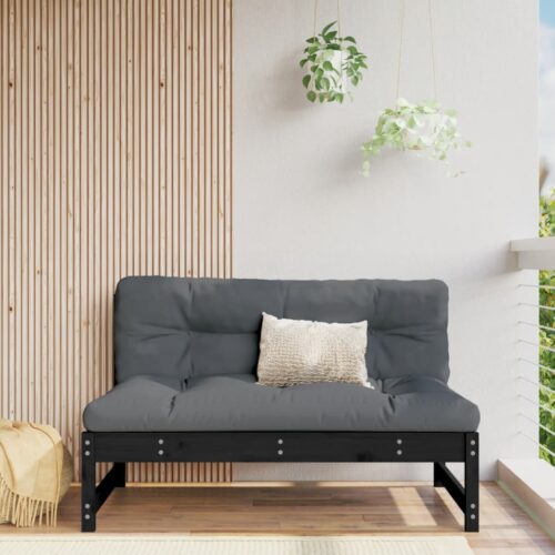 Middle Sofa Black 120x80cm Solid Wood Pine - Image 2