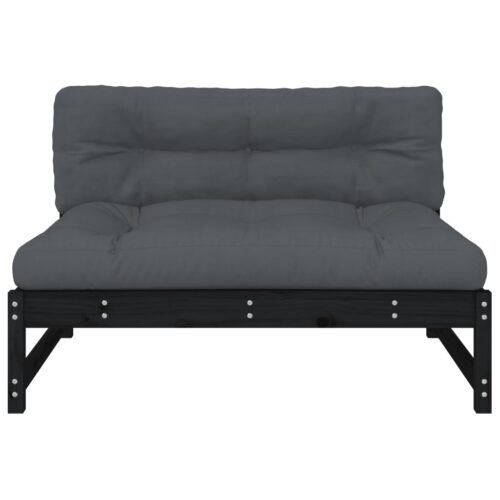 Middle Sofa Black 120x80cm Solid Wood Pine - Image 4