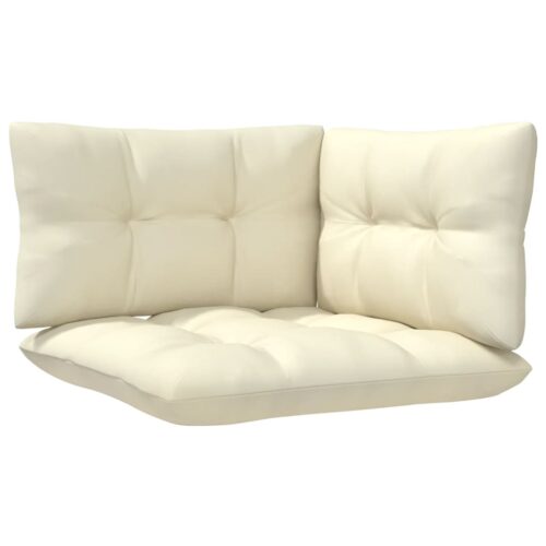 3-Piece Garden Lounge Set with Cream Cushions Solid Pinewood - Image 5