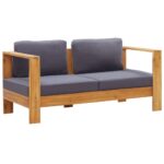 Garden Sofa Bench with Cushions 140cm Solid Acacia Wood Grey