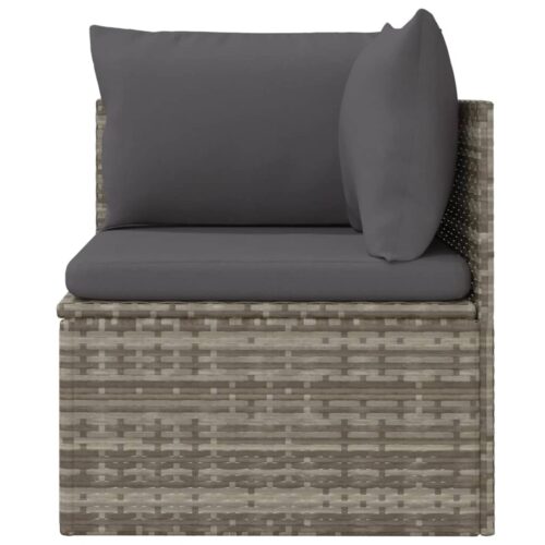 Garden Corner Sofa with Cushion Grey 57x57x56cm Poly Rattan - Image 4