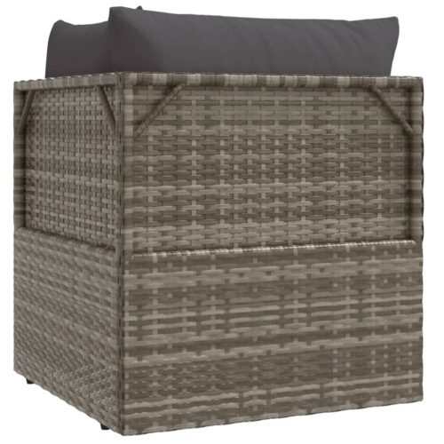 Garden Corner Sofa with Cushion Grey 57x57x56cm Poly Rattan - Image 6