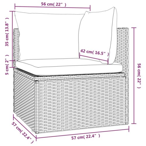 Garden Corner Sofa with Cushion Grey 57x57x56cm Poly Rattan - Image 11