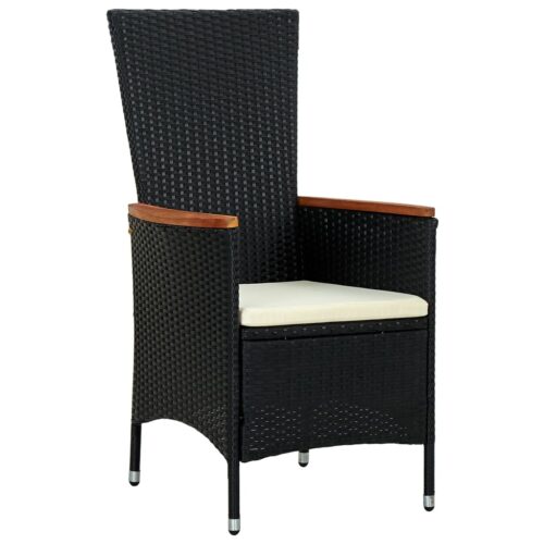 9-Piece Outdoor Dining Set with Cushions Poly Rattan Wicker Outdoor Patio Furniture Black - Image 6