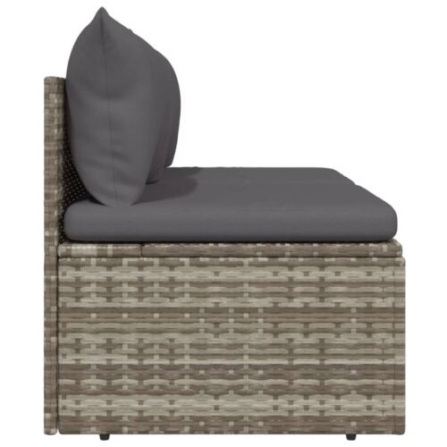 2-Seater Garden Sofa with Cushions Grey Poly Rattan - Image 5