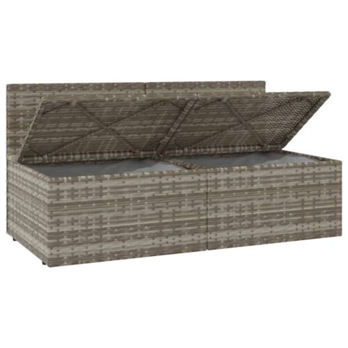 2-Seater Garden Sofa with Cushions Grey Poly Rattan - Image 7