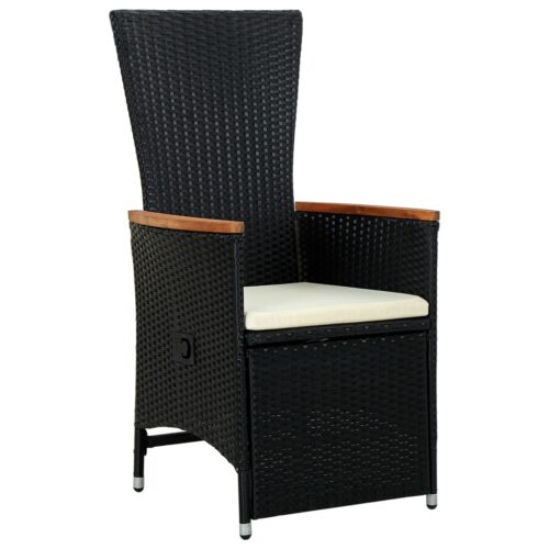 9-Piece Outdoor Dining Set with Cushions Poly Rattan Wicker Outdoor Patio Furniture Black - Image 9