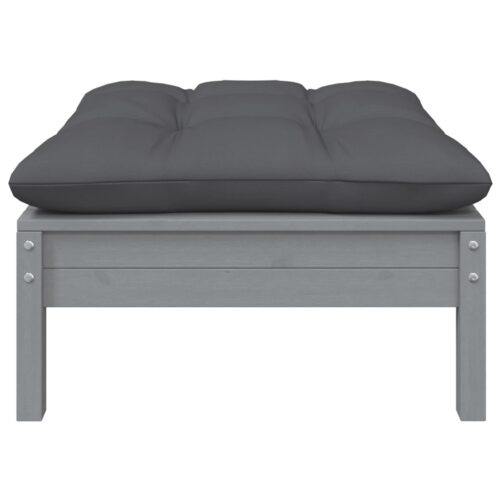 Anthracite Grey Pine Wood Outdoor Footstool Garden Patio Bench Ottoman Chair Seat - Image 3
