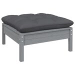 Anthracite Grey Pine Wood Outdoor Footstool Garden Patio Bench Ottoman Chair Seat