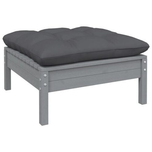 Anthracite Grey Pine Wood Outdoor Footstool Garden Patio Bench Ottoman Chair Seat