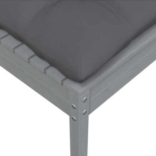 Anthracite Grey Pine Wood Outdoor Footstool Garden Patio Bench Ottoman Chair Seat - Image 4