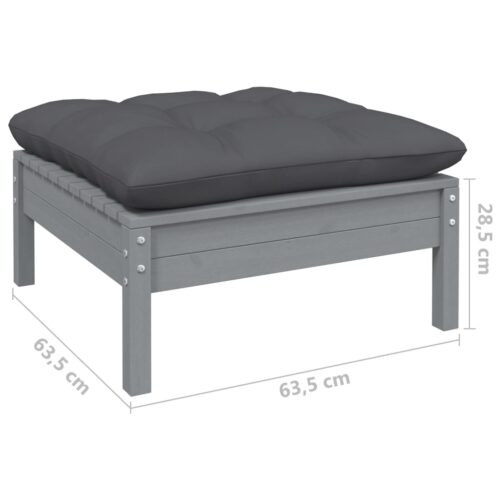 Anthracite Grey Pine Wood Outdoor Footstool Garden Patio Bench Ottoman Chair Seat - Image 6